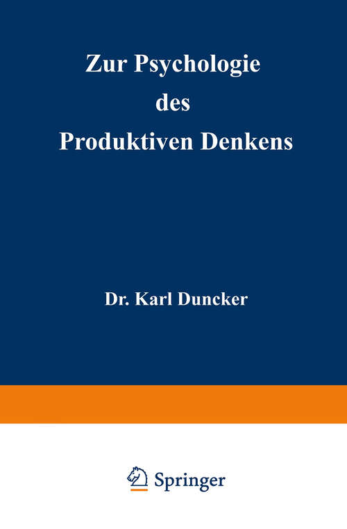 Book cover of Zur Psychologie des produktiven Denkens (1963)