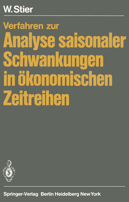 Book cover of Verfahren zur Analyse saisonaler Schwankungen in ökonomischen Zeitreihen (1980)