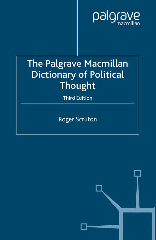 Book cover of The Palgrave Macmillan Dictionary of Political Thought (3rd ed. 2007)