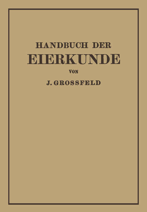 Book cover of Handbuch der Eierkunde (1938)