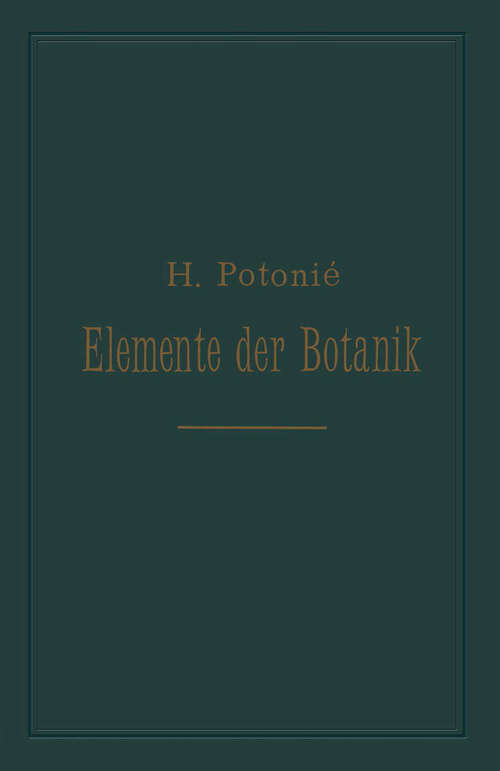 Book cover of Elemente der Botanik (2. Aufl. 1889)