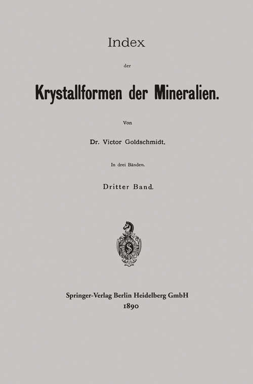 Book cover of Index der Krystallformen der Mineralien (1891)
