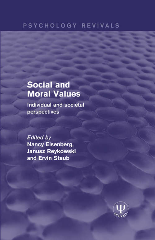 Book cover of Social and Moral Values: Individual and Societal Perspectives (Psychology Revivals)