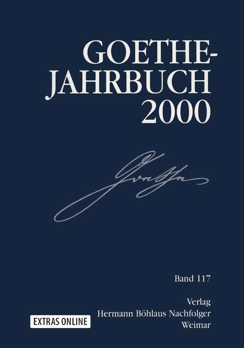 Book cover of Goethe Jahrbuch: Band 117/2000 (1. Aufl. 2001)