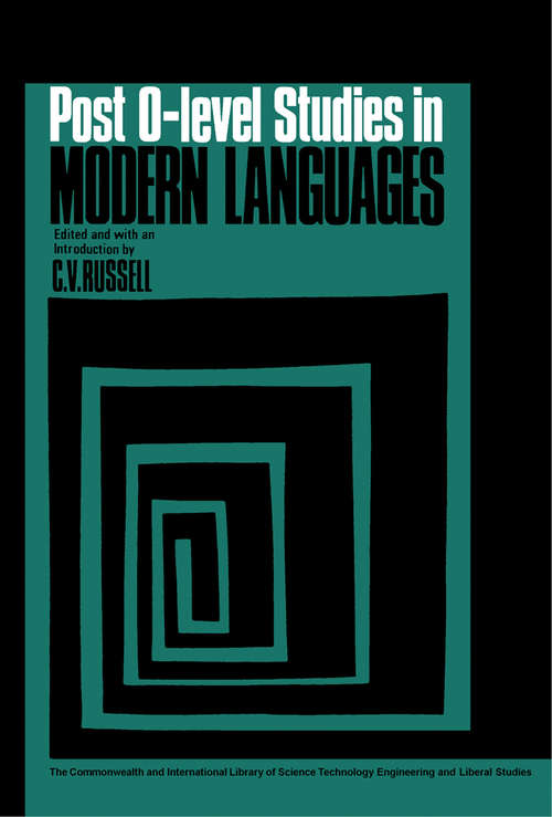 Book cover of Post-O-Level Studies in Modern Languages: Language Division