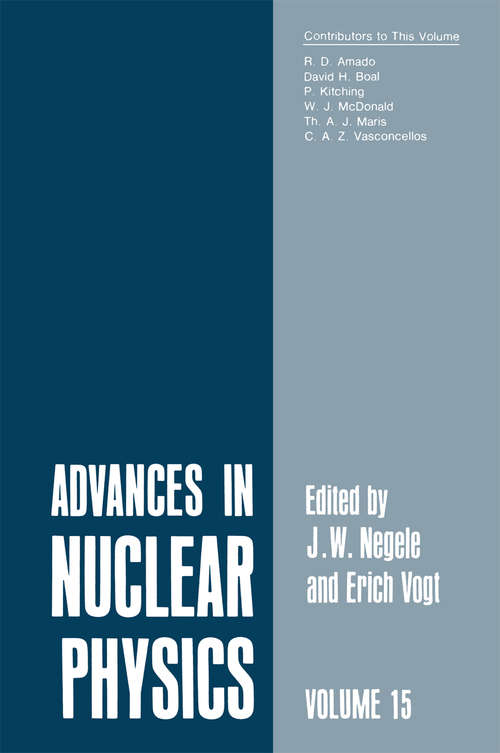 Book cover of Advances in Nuclear Physics: Volume 15 (1986) (Advances in Nuclear Physics #1)