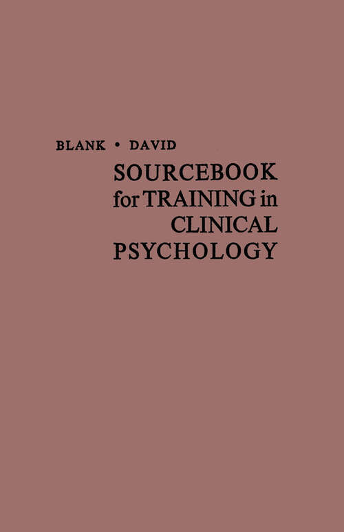 Book cover of Sourcebook for Training in Clinical Psychology (1964)