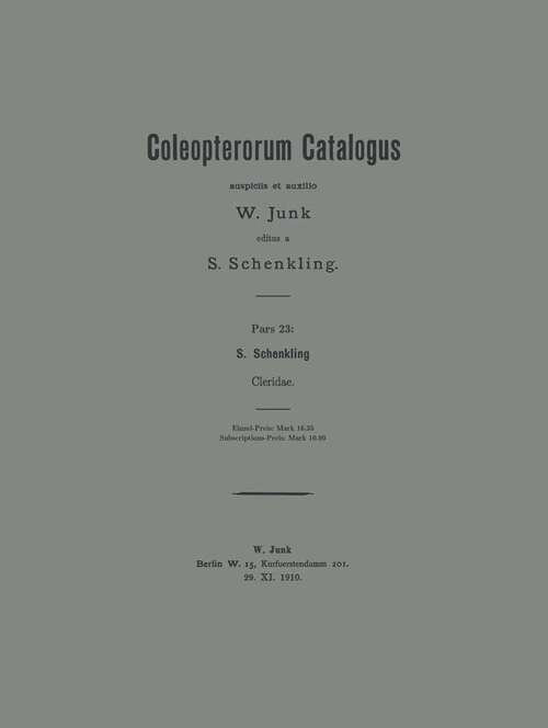 Book cover of Coleopterorum Catalogus (1910)