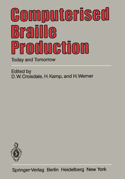 Book cover of Computerised Braille Production: Today and Tomorrow (1983)