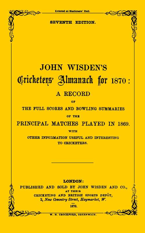 Book cover of Wisden Cricketers' Almanack 1870