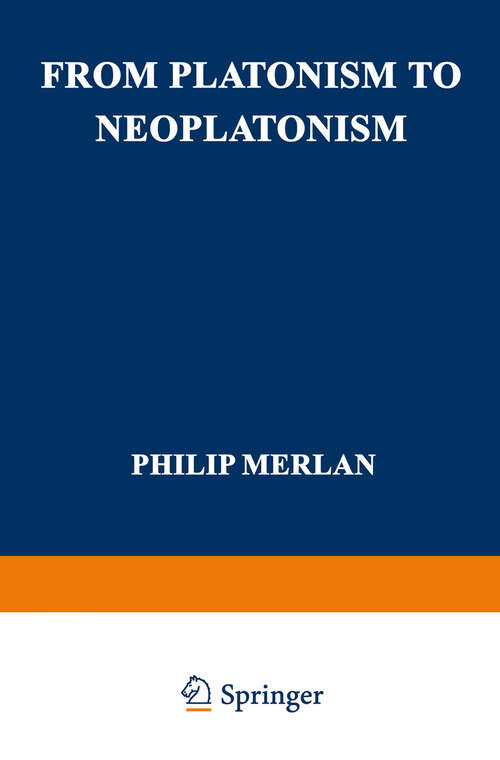 Book cover of From Platonism to Neoplatonism (1953)
