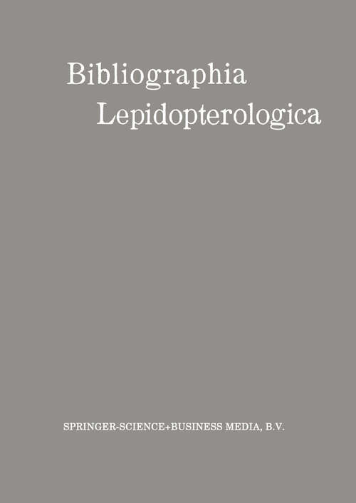 Book cover of Bibliographia Lepidopterologica (1913)