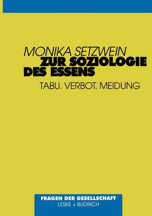 Book cover of Zur Soziologie des Essens: Tabu. Verbot. Meidung (1997)