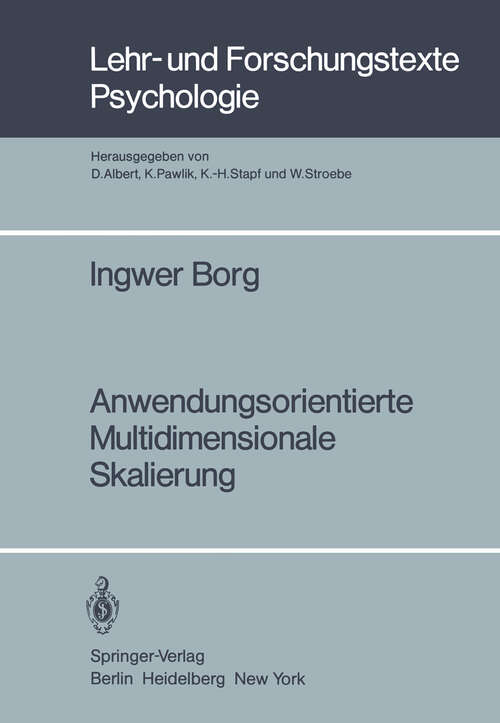 Book cover of Anwendungsorientierte Multidimensionale Skalierung (1981) (Lehr- und Forschungstexte Psychologie #1)
