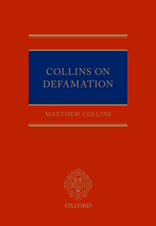 Book cover of Collins On Defamation