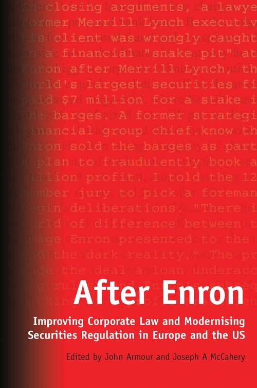 Book cover of After Enron: Improving Corporate Law and Modernising Securities Regulation in Europe and the US