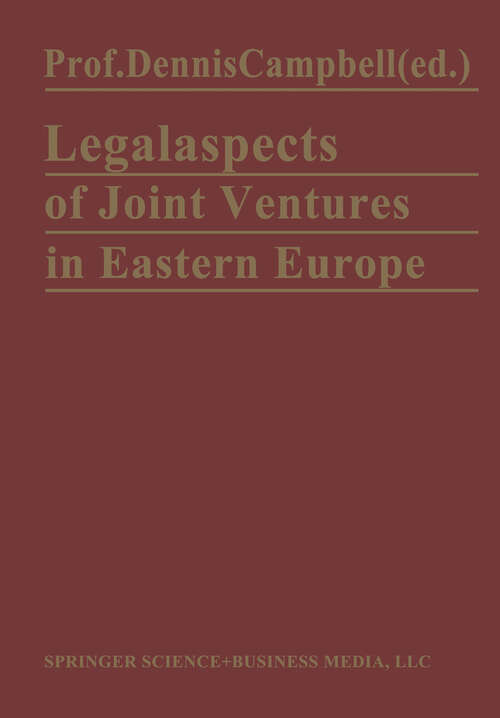 Book cover of Legal Aspects of Joint Ventures in Eastern Europe (1981)