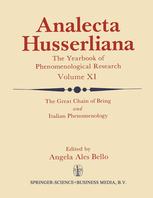 Book cover of The Great Chain of Being and Italian Phenomenology (1981) (Analecta Husserliana #11)