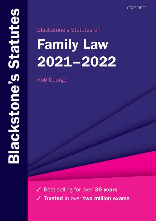 Book cover of Blackstone's Statutes on Family Law 2021-2022 (Blackstone's Statute Series)