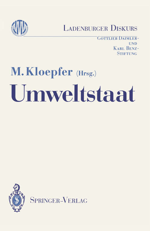 Book cover of Umweltstaat (1989) (Ladenburger Diskurs)