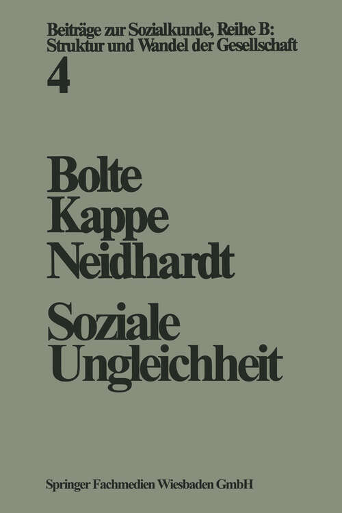 Book cover of Soziale Ungleichheit (4. Aufl. 1975) (Beiträge zur Sozialkunde)