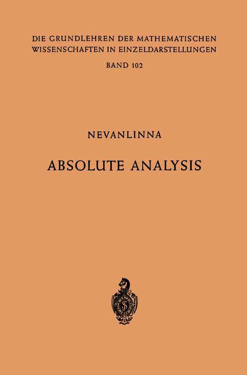 Book cover of Absolute Analysis (1959) (Grundlehren der mathematischen Wissenschaften #102)