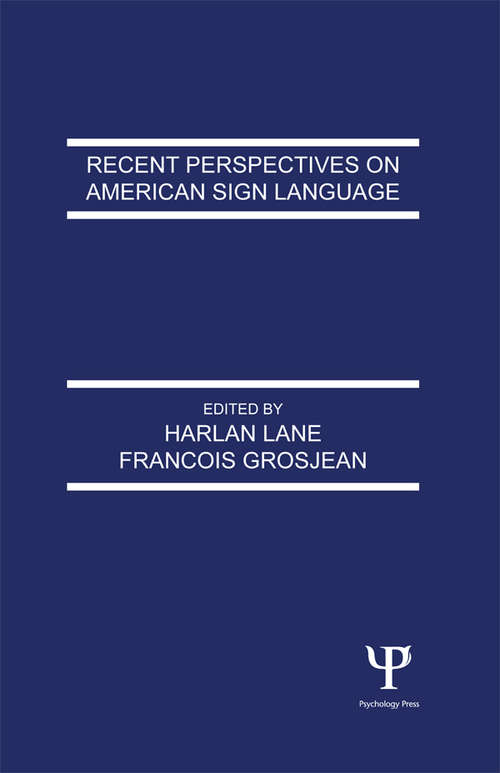 Book cover of Recent Perspectives on American Sign Language