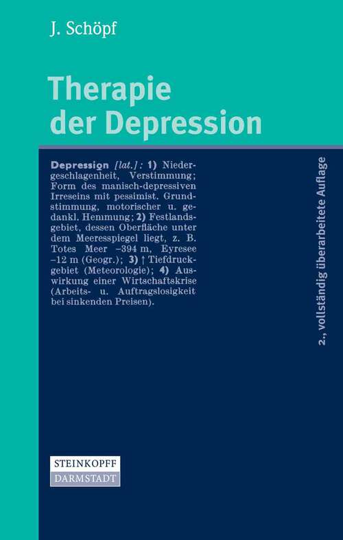 Book cover of Therapie der Depression (2. Aufl. 2006)