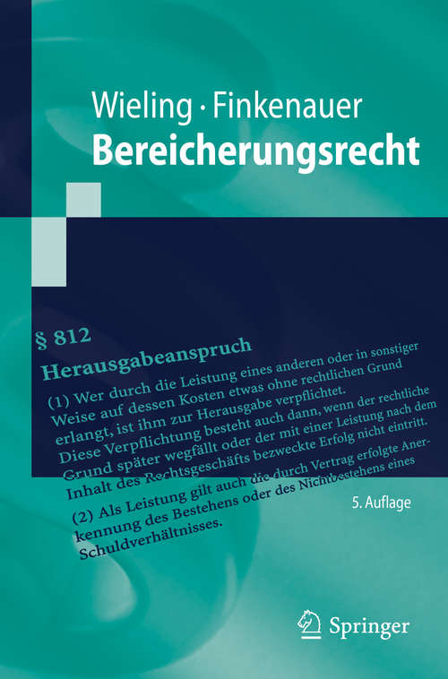 Book cover of Bereicherungsrecht (5. Aufl. 2020) (Springer-Lehrbuch)