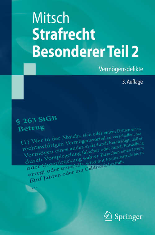 Book cover of Strafrecht, Besonderer Teil 2: Vermögensdelikte (3. Aufl. 2015) (Springer-Lehrbuch)