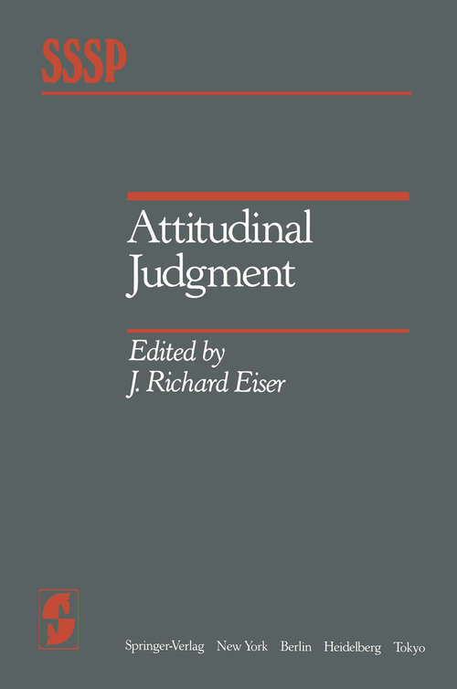 Book cover of Attitudinal Judgment (1984) (Springer Series in Social Psychology)