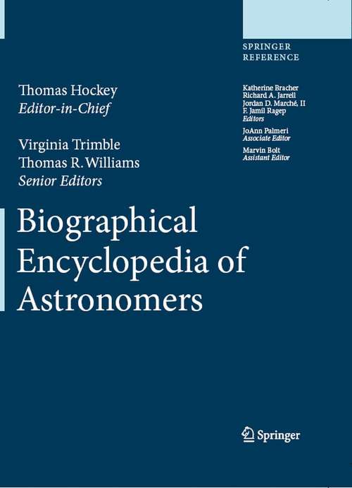 Book cover of Biographical Encyclopedia Of Astronomers: (pdf) (2) (Springer Reference Ser.)