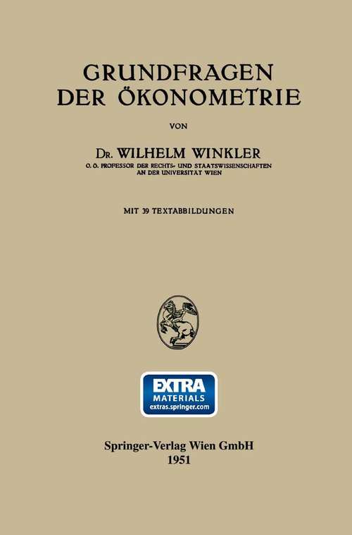 Book cover of Grundfragen der Ökonometrie (1. Aufl. 1951)