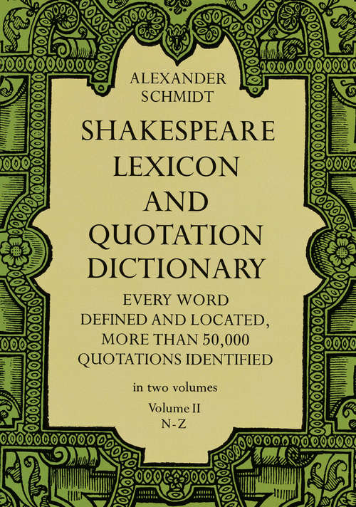 Book cover of Shakespeare Lexicon and Quotation Dictionary (Third Edition)