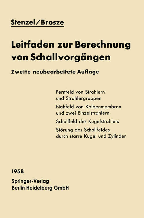 Book cover of Leitfaden zur Berechnung von Schallvorgängen (2. Aufl. 1958)