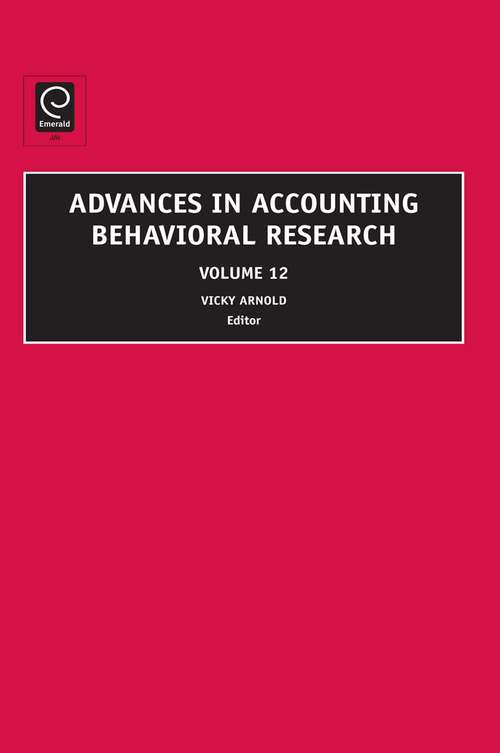 Book cover of Advances in Accounting Behavioral Research (Advances in Accounting Behavioral Research #12)