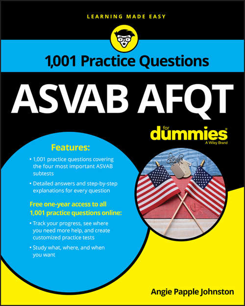 Book cover of 1,001 ASVAB AFQT Practice Questions For Dummies
