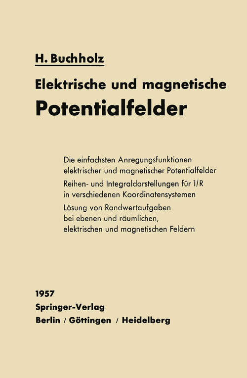 Book cover of Elektrische und magnetische Potentialfelder (1957)