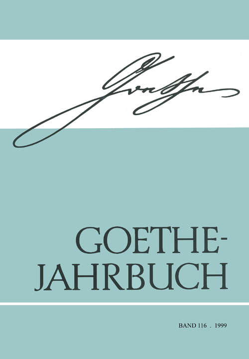 Book cover of Goethe Jahrbuch: Band 116/1999 (1. Aufl. 2000)