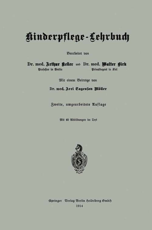 Book cover of Kinderpflege — Lehrbuch (2. Aufl. 1911)