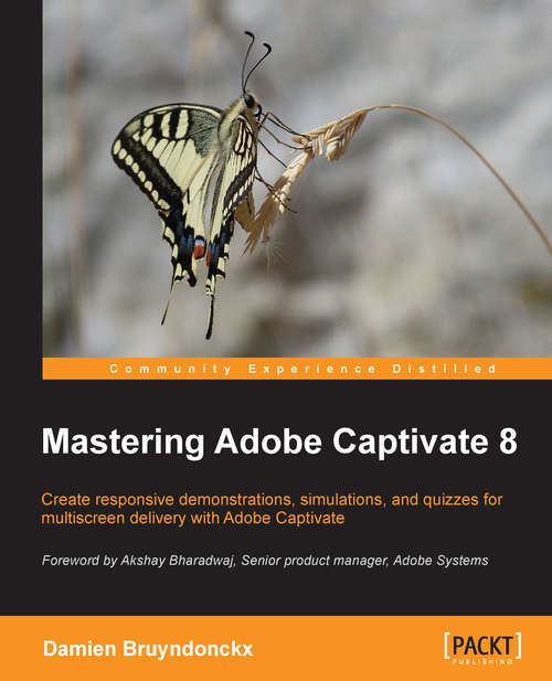 Book cover of Mastering Adobe Captivate 8