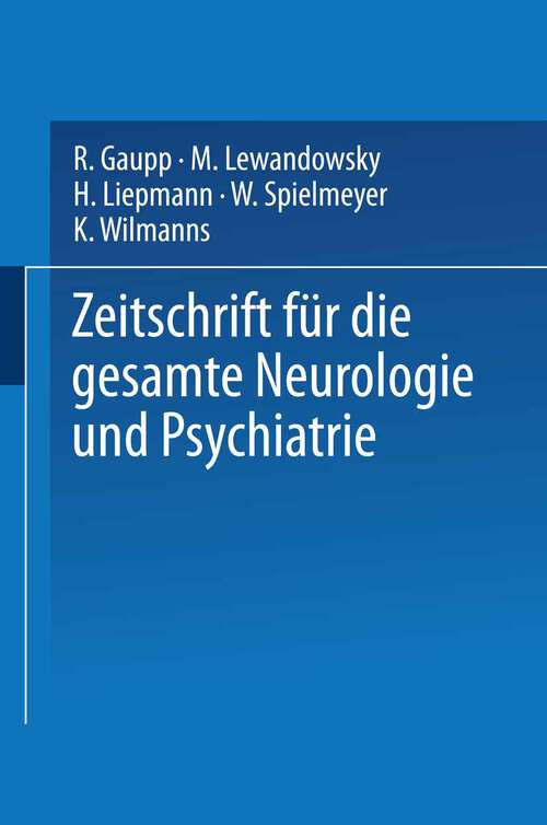 Book cover of Zeitschrift für die gesamte Neurologie und Psychiatrie: Originalien (1918)