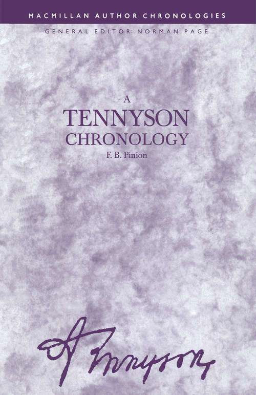 Book cover of A Tennyson Chronology (1st ed. 1990) (Author Chronologies Series)