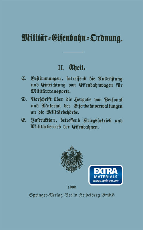 Book cover of Militär-Eisenbahn-Ordnung (1902)