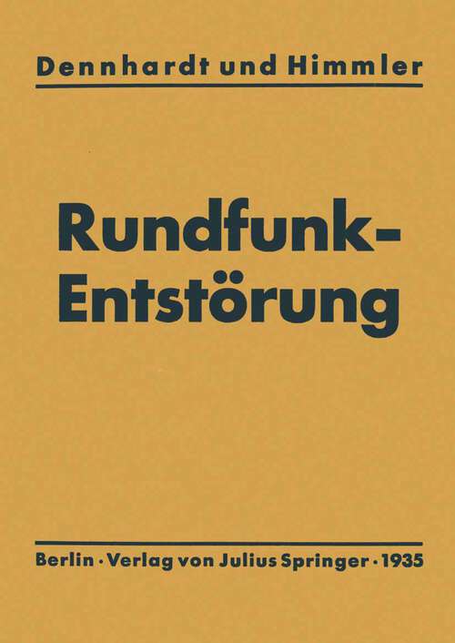 Book cover of Leitfaden der Rundfunkentstörung (1935)