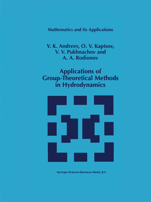 Book cover of Applications of Group-Theoretical Methods in Hydrodynamics (1998) (Mathematics and Its Applications #450)