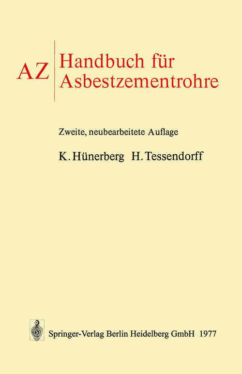 Book cover of AZ Handbuch für Asbestzementrohre (2. Aufl. 1977)