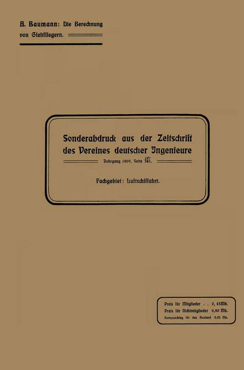 Book cover of Die Berechnung von Gleitfliegern (1909)