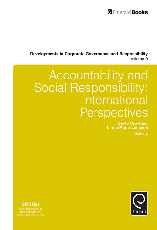 Book cover of Accountability and Social Responsibility: International Perspectives (Developments in Corporate Governance and Responsibility #9)