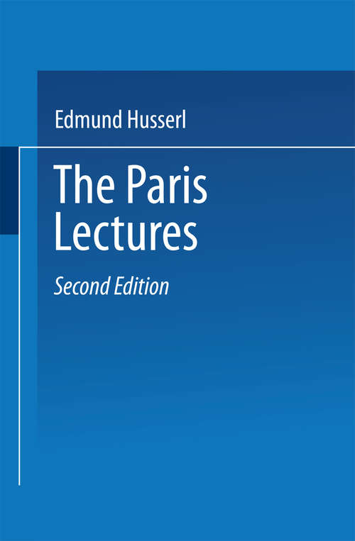 Book cover of The Paris Lectures (1. Aufl. 1967)